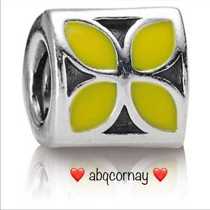 EUC Pandora 790437EN06 Yellow Enamel Flower w/ Sterling Silver Bead